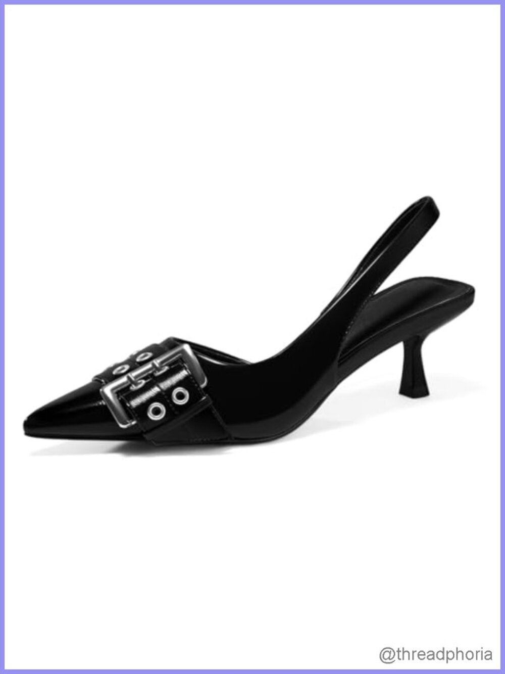 Kitten Heels Closed Pointed Toe Pumps D'Orsay Buckle Studded Dress Shoes Women's